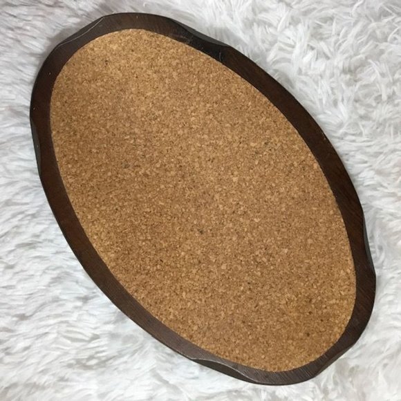 Vintage Set of 3 Large Beveled Genuine Wood & Cork Raised Trivets - Picture 2 of 7